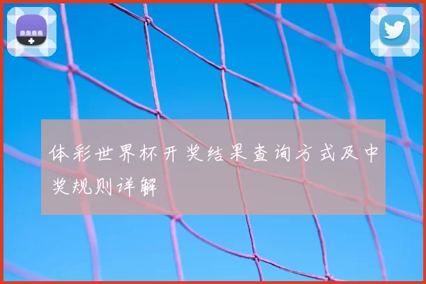 体彩世界杯开奖结果查询方式及中奖规则详解